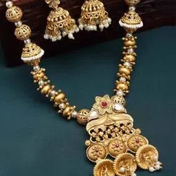 panash Women Gold-Plated Kundan-Studded Necklace & Earrings Set-picture-37