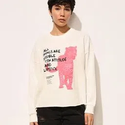 only Women Typographic Print Regular Fit Sweatshirt-picture-53