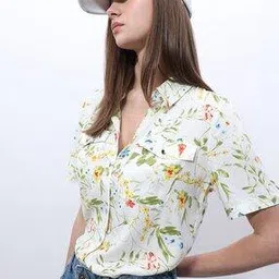 vero moda Women Printed Regular Fit Shirt with Flap Pockets-picture-12