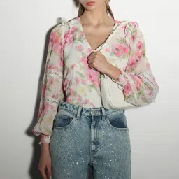 vero moda Women Floral Print Relaxed Fit Top image 1