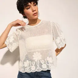 only Women Crochet Boxy Fit Top image 1