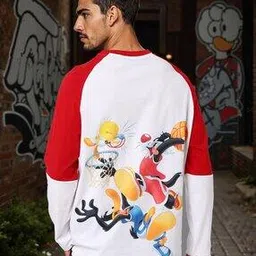 the indian garage co Men Looney Tune Print Loose Fit Crew-Neck T-Shirt-picture-22
