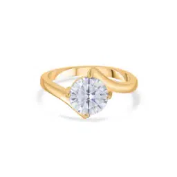 ornate jewels Women Sterling Silver Gold-Plated American Diamond Solitaire Ring-picture-10