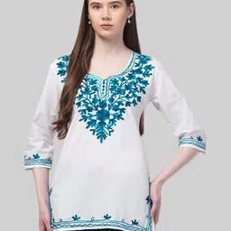 aura glam Women Embroidered A-Line Kurti-picture-51