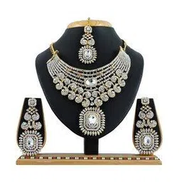 vatsalya Women Silver-Plated Stone-Studded Necklace with Earrings & Mang Tikka Set-picture-22