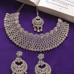 vatsalya Women Gold-Plated Stone-Studded Necklace with Earrings & Mang Tikka Set-picture-32
