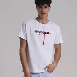 macaso italy Men Logo Print Lounge Crew-Neck T-Shirt-picture-34