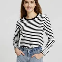 kidis land Women Striped Regular Fit Round-Neck T-Shirt-picture-32