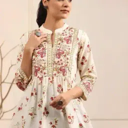 revangi Women Floral Print A-Line Tunic image 1