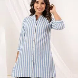 janasya Women Cotton Striped Straight Short Kurti-picture-49