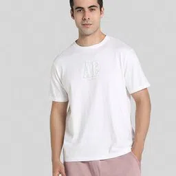 Men Logo Embroidered Crew-Neck Cotton T-Shirt-image-0