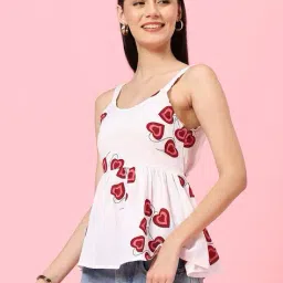 womenster Women Heart Print Regular Fit Peplum Top image 1