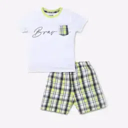mackly Typographic Print T-shirt with Checked Shorts-picture-14