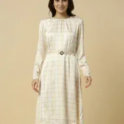 allen solly Women Checked A-Line Round-Neck Dress-picture-13