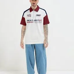 crazymonk WILLIAMS F1-Men Typographic Print Oversized Polo T-Shirt-picture-36