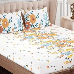 sej by nisha gupta Floral Print King Size Bedsheet With 2 Pillow Covers-picture-14
