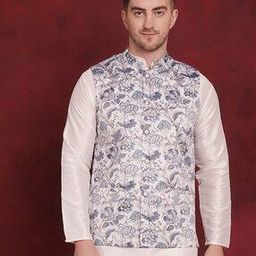 jompers Men Floral Print Slim Fit Nehru Jacket-picture-11