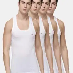 dollar lehar Pack of 4 Men Logo Print Scoop-Neck Vests-picture-25