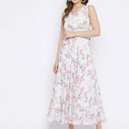 hello design Floral Print A-line Dress with Back Tie-Up-picture-43