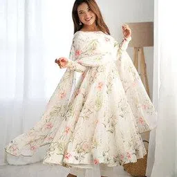 fusionic Women Floral Anarkali Kurta Set-picture-34