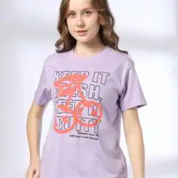 dnmx Women Typographic Print Boxy Fit Round-Neck T-Shirt-picture-22