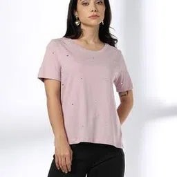 fig Women Embellished Slim Fit Crew-Neck T-Shirt-picture-27