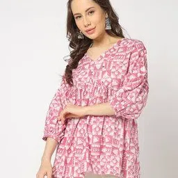 yousta Women Geometric Print Regular Fit Flared Top-picture-13