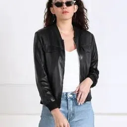 Women Zip-Front Biker Jacket-image-2