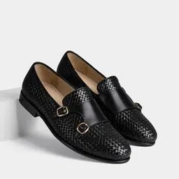 luxoro formello Men Basket-Weave Pattern Loafers with Buckle Closure-picture-17