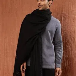 fabindia Men Woven Wool Stole with Fringes-picture-44