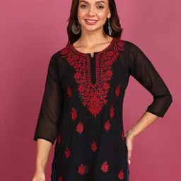 top n thread Women Chikankari Embroidered Straight Kurti-picture-36