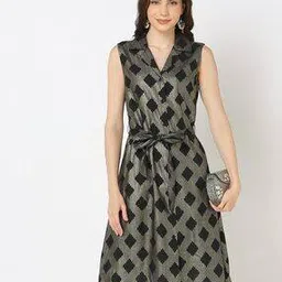 svrnaa by azorte Geometric Print A-Line Dress-picture-34