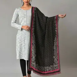 aurelia Women Floral Knitted Shawl with Fringes image 1