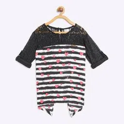 Heart Print Top with Lace Panel-image-24
