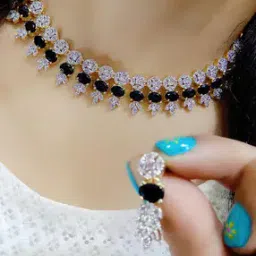 the pari American Diamond-Studded Necklace & Earrings Set-picture-37