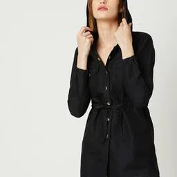 miss chase Button-Down Hooded Jacket with Tie-Up-picture-42