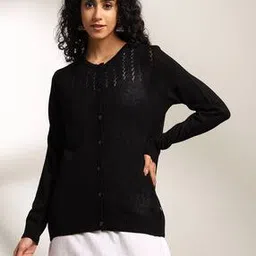 avaasa mix n' match Women Pointelle-Knit Round-Neck Cardigan-picture-43