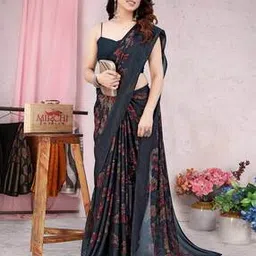 mirchi fashion Leaf Print Chiffon Saree-picture-45