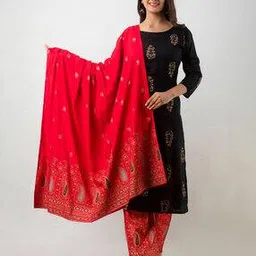 mauka Floral Print Straight Kurta Set-picture-49