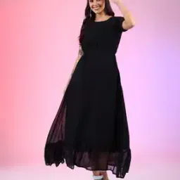 Women Round-Neck Fit & Flare Dress-image-2