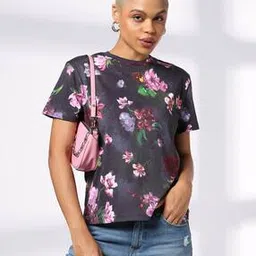 dnmx Women Rose Radiate Boxy Fit Cotton Crew-Neck T-Shirt-picture-25