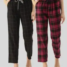 kryptic Pack of 2 Women Checked Relaxed Fit Pyjamas-picture-20