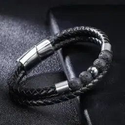 Men Bracelet with Magnetic-Clasp & Metal Accent-image-36