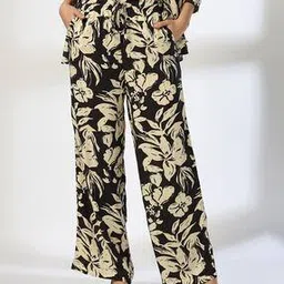 fig Women Floral Print Wide-Leg Flat-Front Trousers-picture-44