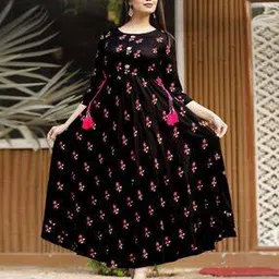 anushansa Women Floral Print Anarkali Kurta-picture-20
