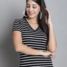 V-Neck T-Shirt with Short Sleeves-image-0
