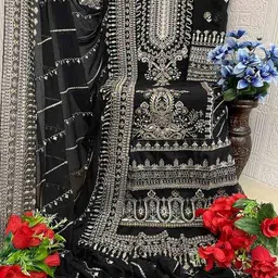 anamsa Women Embroidered 3-Piece Unstitched Dress Material image 1