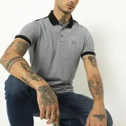 Slim Fit Polo T-shirt with Contrast Panels-image-61