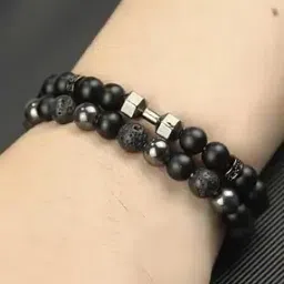 designs & you Set of 2 Men Studded Beaded Bracelets-picture-33