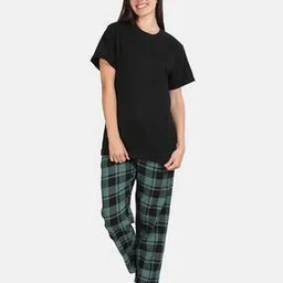 kryptic Women Drop Shoulder Oversized Fit Longline T-Shirt with Pyjama-picture-40